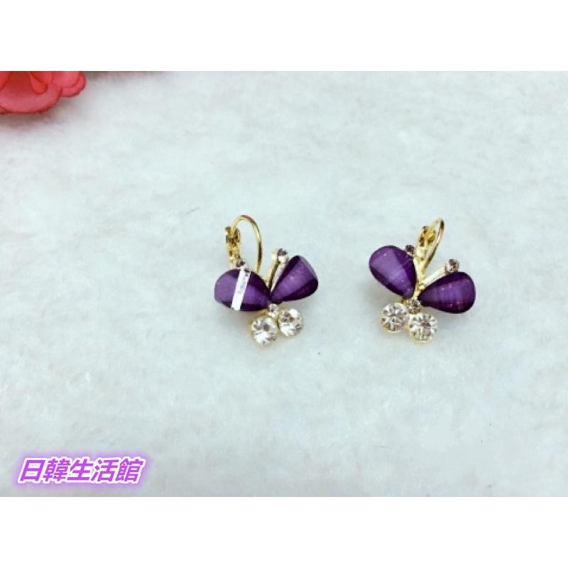 韓國時尚貓眼石蝴蝶耳環 精緻造型耳環 耳扣 韓風流行飾品 鋯石耳環 日系超萌甜美耳飾 水鑽耳環 潮流百搭首飾 日韓生活館-細節圖3