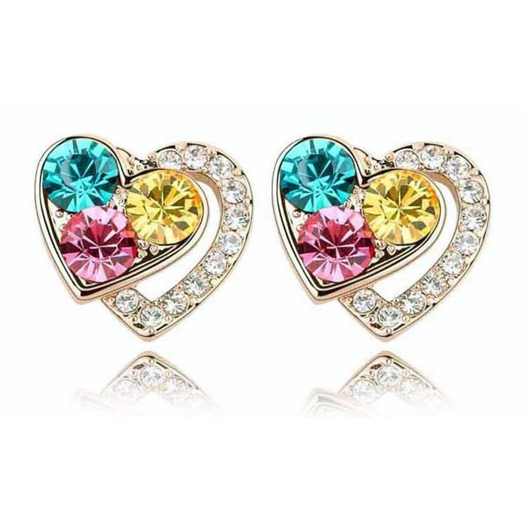 愛心耳環 彩色水晶耳環 彩鑽耳環 超閃氣質心型耳釘 韓國飾品 韓系耳飾 多色寶石耳環 愛心水鑽耳環 心心相印 日韓生活館-細節圖5