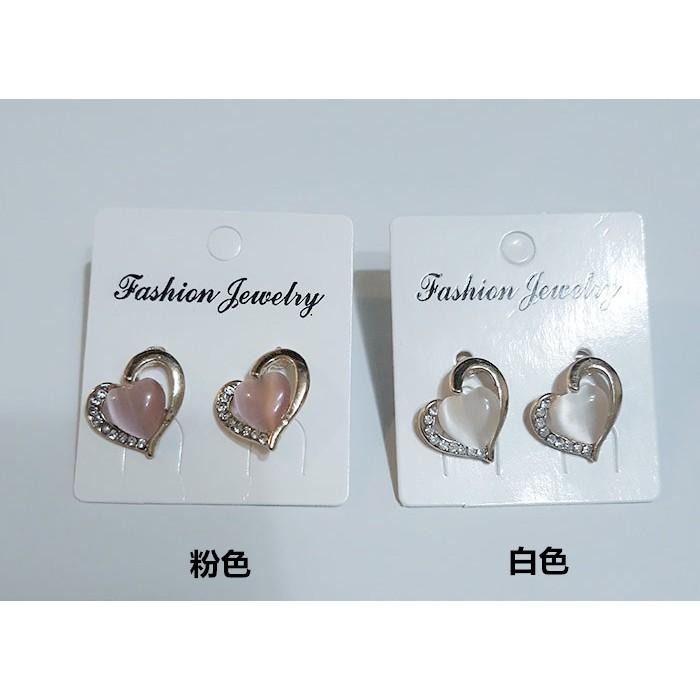 愛心耳環 水鑽耳環 貓眼石耳環 心型耳環 愛心耳釘 造型耳環 韓國流行精品 韓系時尚首飾配件 日系超萌耳飾品 日韓生活館-細節圖4