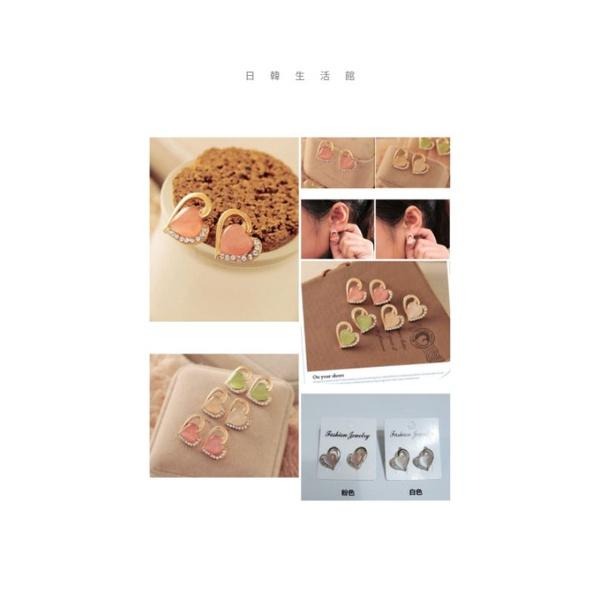 愛心耳環 水鑽耳環 貓眼石耳環 心型耳環 愛心耳釘 造型耳環 韓國流行精品 韓系時尚首飾配件 日系超萌耳飾品 日韓生活館-細節圖9