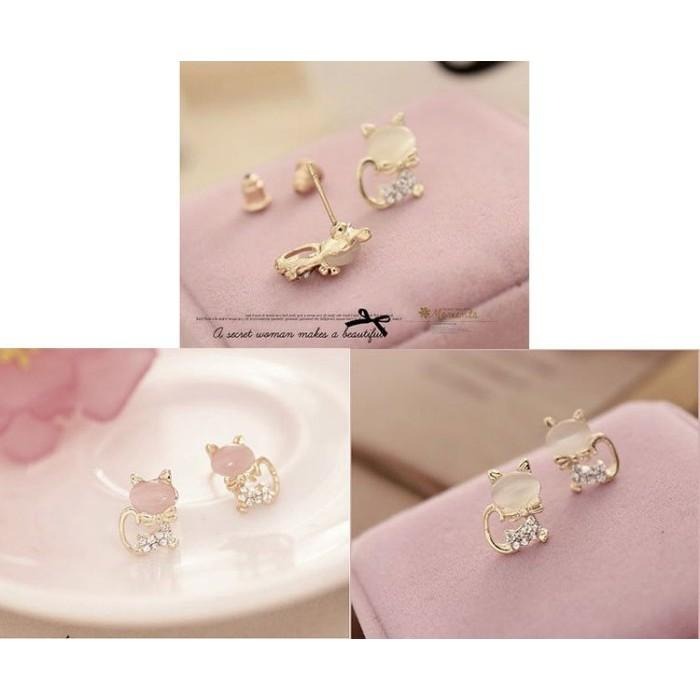 閃耀水鑽貓咪耳環 韓國飾品 貓眼石耳環 氣質耳釘 日韓熱賣耳環 韓版耳環 貓耳環 可愛耳飾 超萌甜美耳環 動物造型耳環-細節圖4