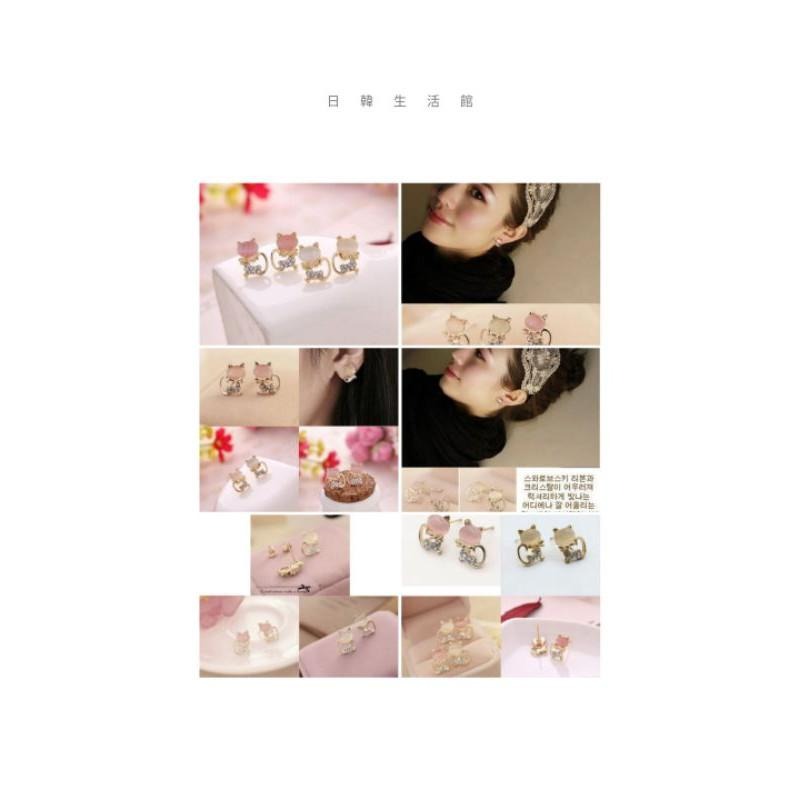 閃耀水鑽貓咪耳環 韓國飾品 貓眼石耳環 氣質耳釘 日韓熱賣耳環 韓版耳環 貓耳環 可愛耳飾 超萌甜美耳環 動物造型耳環-細節圖8