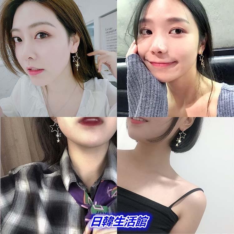 日韓飾品 星星耳環 小清新氣質耳釘 鏤空星星吊墜耳環 金屬耳環耳墜 流蘇耳環不對稱耳環 優雅淑女耳飾 韓式耳環 垂墜耳環-細節圖6