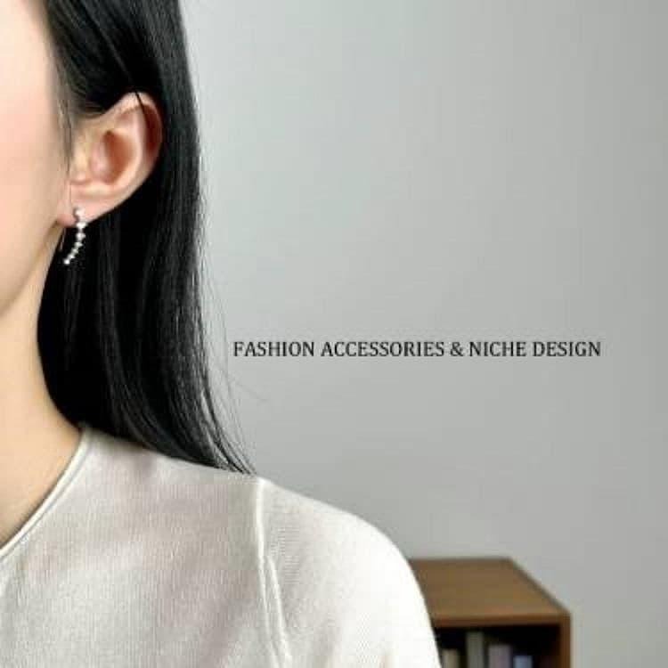 北斗七星耳環 閃鑽鋯石耳環 氣質耳釘 排鑽耳環耳勾 韓國飾品 一排式水鑽耳環 超閃星星耳環 弧形一字耳環 簡約高級感耳飾-細節圖7