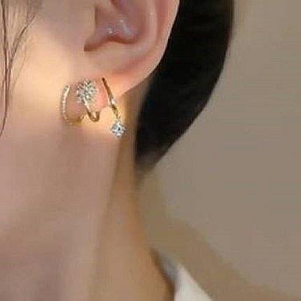 八芒星鋯石耳環 超閃星芒鑲鑽耳釘 女生飾品 微鑲水鑽吊墜耳環 韓國耳環 耳排 星星耳環 時尚耳環 氣質簡約耳飾 個性耳環-細節圖6