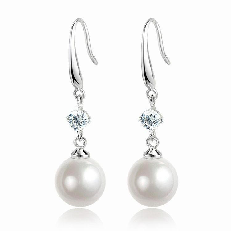 珍珠鋯石耳環 吊墜耳環 耳勾耳環 氣質耳飾 珍珠耳環 垂墜耳環 勾式耳環 耳墜式耳環 後掛式耳環 小香風 珍珠耳墜 耳鉤-細節圖3