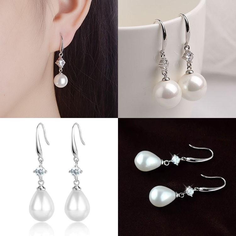 珍珠鋯石耳環 吊墜耳環 耳勾耳環 氣質耳飾 珍珠耳環 垂墜耳環 勾式耳環 耳墜式耳環 後掛式耳環 小香風 珍珠耳墜 耳鉤-細節圖4