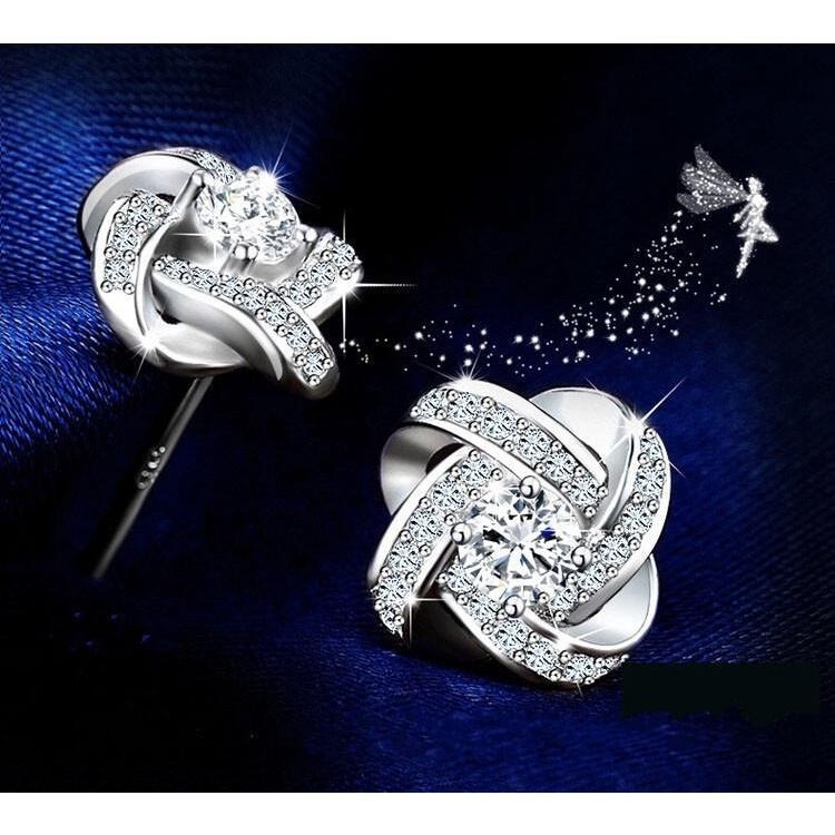 四葉草耳釘 氣質韓國耳飾 閃亮水鑽耳環 歐美流行飾品 鋯石耳環 幸福四葉草耳環 幸運草耳環 高貴閃耀滿鑽耳環 日韓生活館-細節圖3