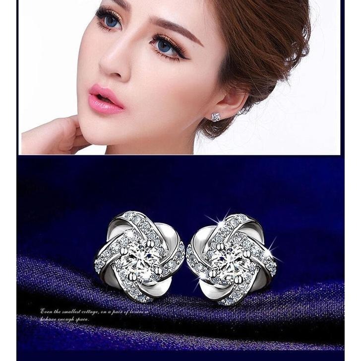 四葉草耳釘 氣質韓國耳飾 閃亮水鑽耳環 歐美流行飾品 鋯石耳環 幸福四葉草耳環 幸運草耳環 高貴閃耀滿鑽耳環 日韓生活館-細節圖6