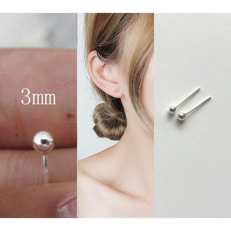 925純銀耳環 圓珠耳釘防過敏耳針 手工豆豆耳棒 光面圓珠耳環 養耳洞防閉合 銀飾品養耳針 小圓球耳釘 銀珠銀針純銀飾品-細節圖2