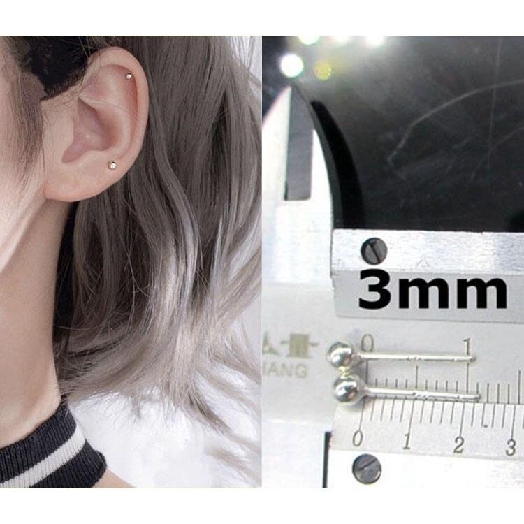 925純銀耳環 圓珠耳釘防過敏耳針 手工豆豆耳棒 光面圓珠耳環 養耳洞防閉合 銀飾品養耳針 小圓球耳釘 銀珠銀針純銀飾品-細節圖4