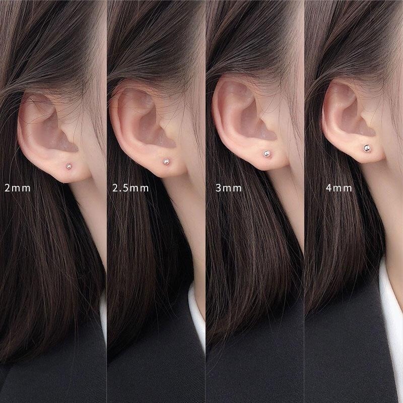 925純銀耳環 圓珠耳釘防過敏耳針 手工豆豆耳棒 光面圓珠耳環 養耳洞防閉合 銀飾品養耳針 小圓球耳釘 銀珠銀針純銀飾品-細節圖8