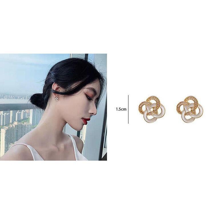 幸運四葉草耳環 韓國簡約氣質耳飾 宮廷風耳環 輕奢高級感鑲鑽耳釘 花朵耳環 小香風耳環 時尚百搭飾品 古風耳環 圓圈耳環-細節圖9