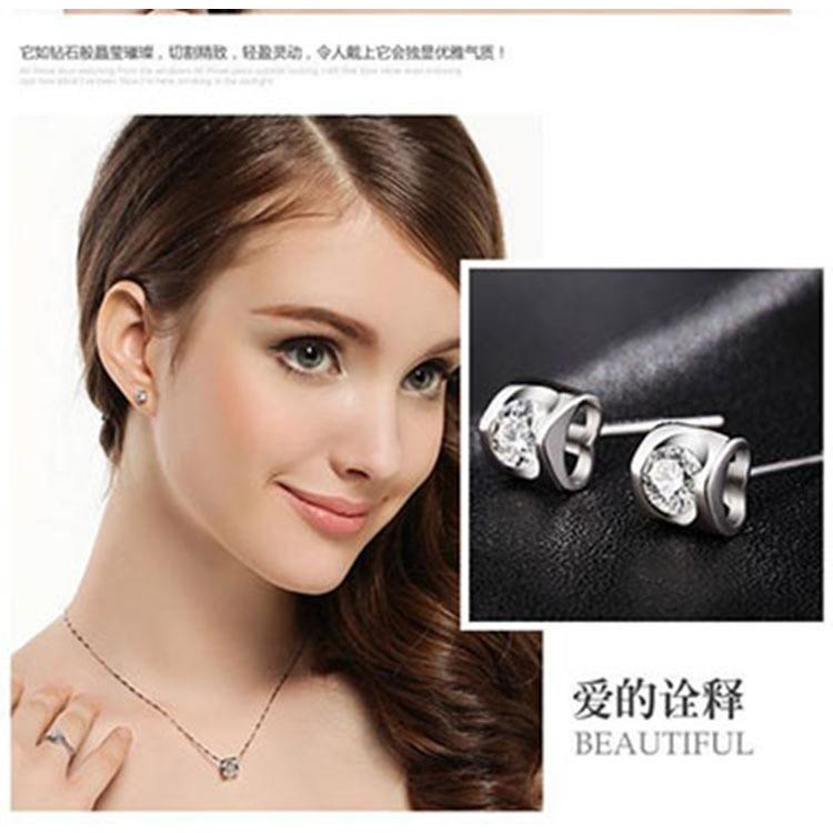 天使之吻超閃鋯石耳釘 愛心耳環 鑲鑽耳環 日韓飾品 仿莫桑鑽耳環 心型耳釘 單鑽耳環 簡約耳飾 小耳環 銀耳環 貼耳耳環-細節圖8