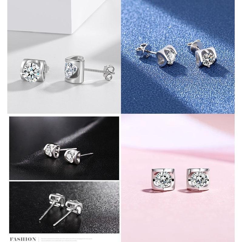 天使之吻超閃鋯石耳釘 愛心耳環 鑲鑽耳環 日韓飾品 仿莫桑鑽耳環 心型耳釘 單鑽耳環 簡約耳飾 小耳環 銀耳環 貼耳耳環-細節圖9