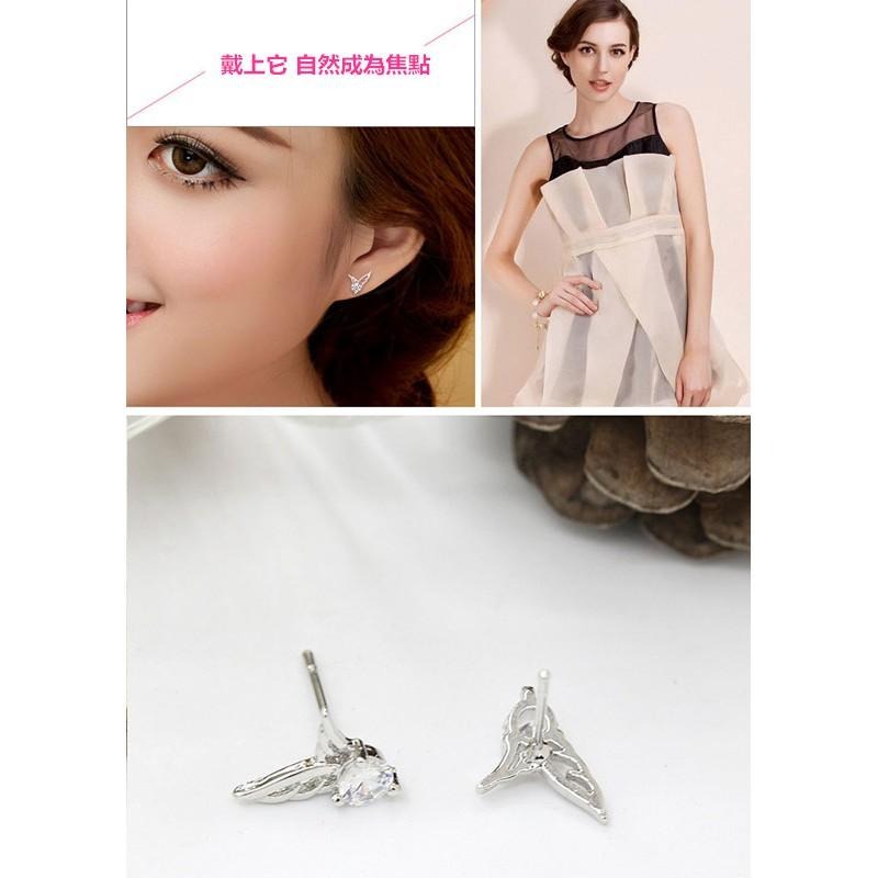 天使翅膀耳環 精美鋯石耳環 小巧精緻耳飾品 韓國時尚小耳釘 貼耳耳環 天使之翼 翅膀耳釘 簡約小耳環 流行配件 氣質耳環-細節圖3