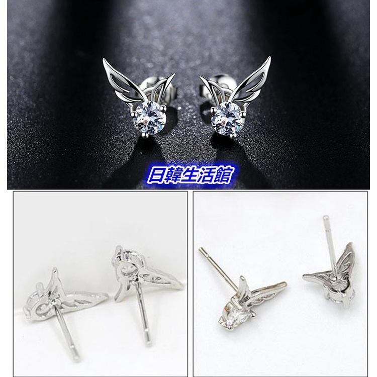 天使翅膀耳環 精美鋯石耳環 小巧精緻耳飾品 韓國時尚小耳釘 貼耳耳環 天使之翼 翅膀耳釘 簡約小耳環 流行配件 氣質耳環-細節圖4
