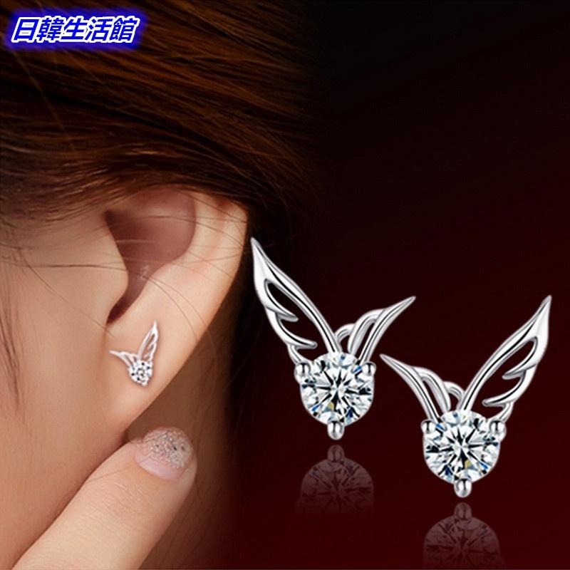 天使翅膀耳環 精美鋯石耳環 小巧精緻耳飾品 韓國時尚小耳釘 貼耳耳環 天使之翼 翅膀耳釘 簡約小耳環 流行配件 氣質耳環-細節圖8