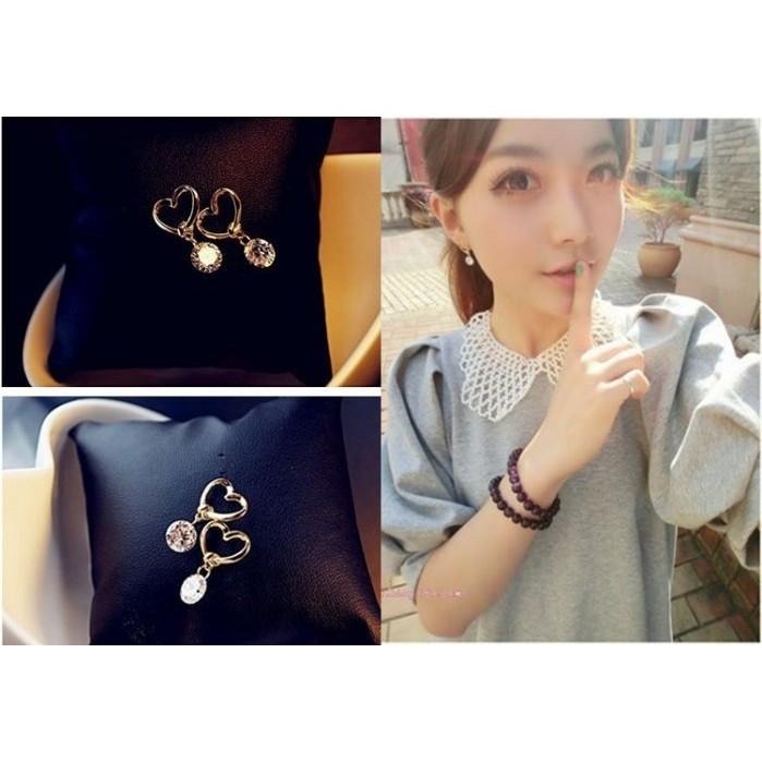 愛心耳環 韓國耳飾 鋯石耳環 韓系 流行飾品 心型耳環 水晶耳環 寶石耳環 桃心耳環 少女耳環 可愛吊墜耳環 日韓生活館-細節圖8