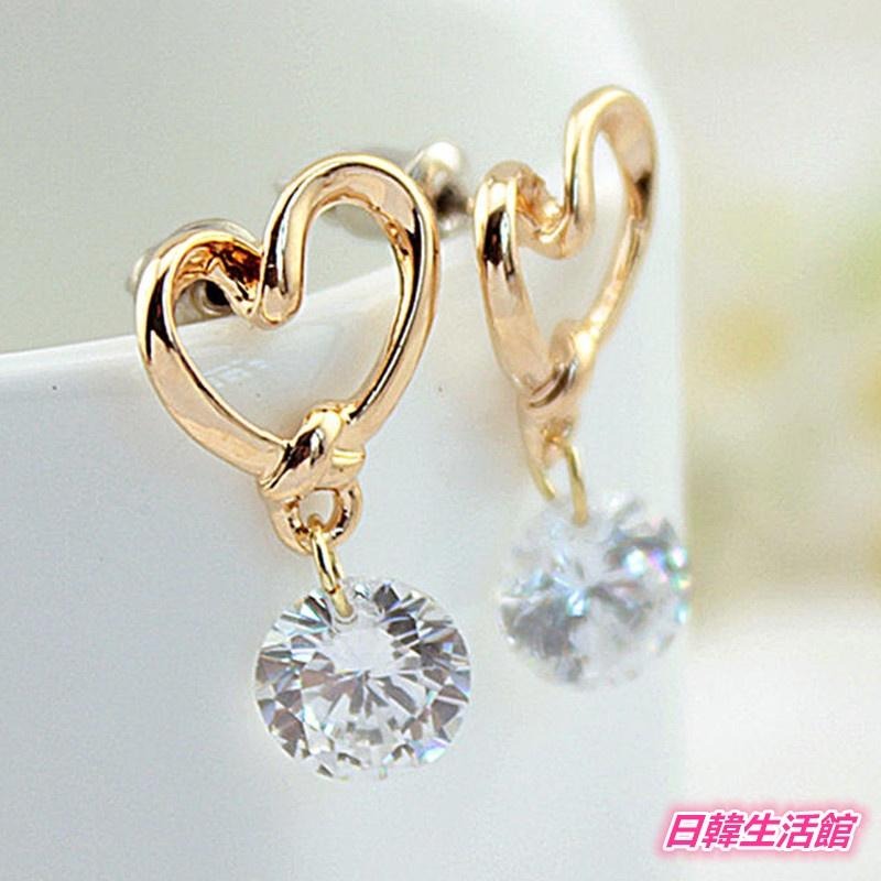 愛心耳環 韓國耳飾 鋯石耳環 韓系 流行飾品 心型耳環 水晶耳環 寶石耳環 桃心耳環 少女耳環 可愛吊墜耳環 日韓生活館-細節圖9