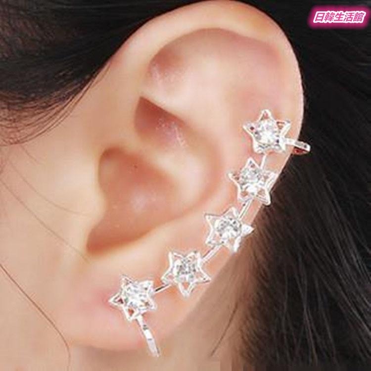 星星耳環 無耳洞耳環 耳夾式耳環 閃亮星星水鑽耳環 耳骨夾 耳廓耳環 五角星鋯石耳環 長款耳夾 耳窩耳環 免穿洞 夾耳環-細節圖6