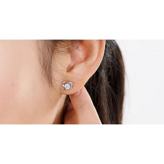 [日韓生活館] 愛心水晶耳環 精緻耳飾品 流行飾品水鑽耳釘 韓系時尚銀飾品 單邊耳飾品 日韓小巧飾品 優雅美女氣質首飾-細節圖3