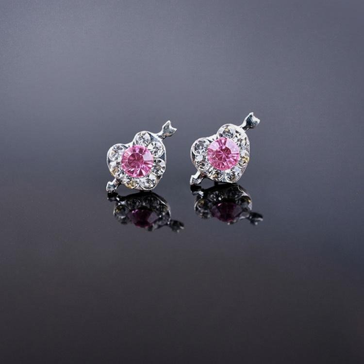 一箭穿心水晶小耳釘 愛心耳環 日韓流行小物 愛神之箭邱比特 水鑽耳環女生配件 簡約甜美耳環 創意飾品台灣現貨 日韓生活館-細節圖2