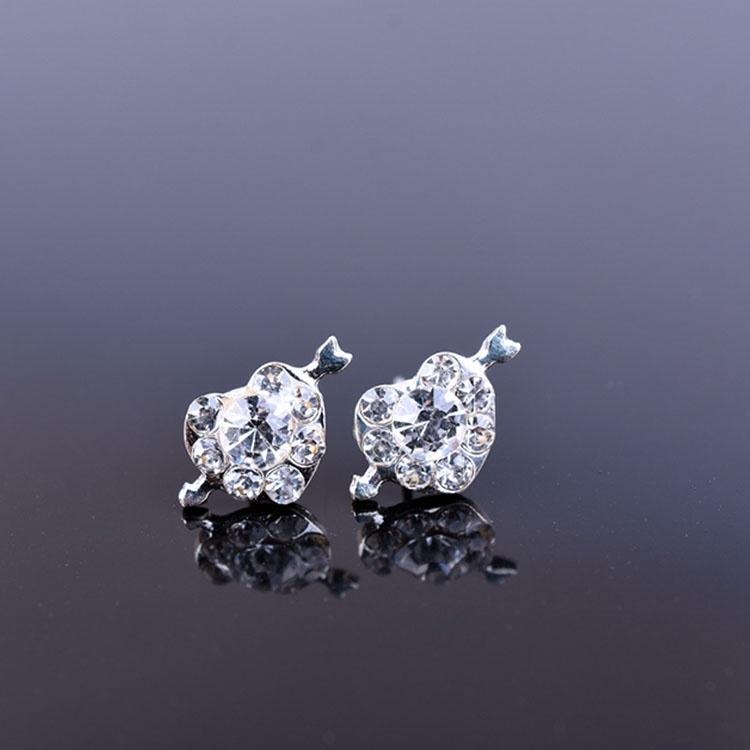 一箭穿心水晶小耳釘 愛心耳環 日韓流行小物 愛神之箭邱比特 水鑽耳環女生配件 簡約甜美耳環 創意飾品台灣現貨 日韓生活館-細節圖3