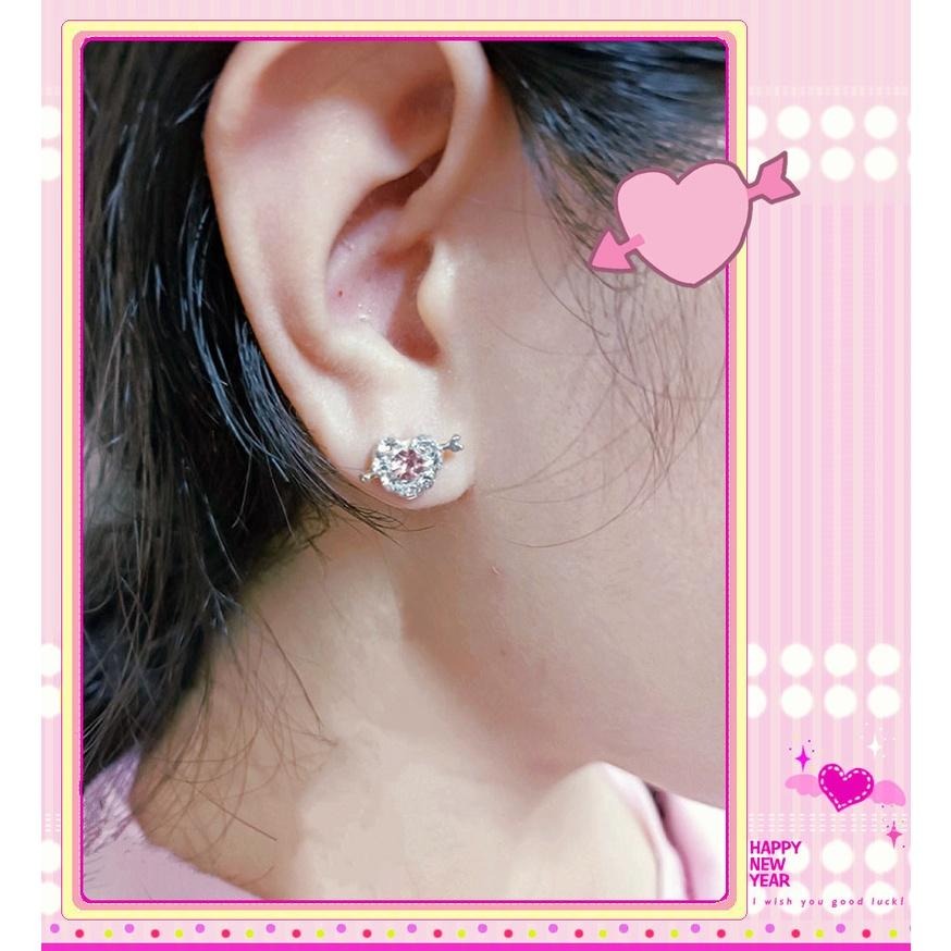 一箭穿心水晶小耳釘 愛心耳環 日韓流行小物 愛神之箭邱比特 水鑽耳環女生配件 簡約甜美耳環 創意飾品台灣現貨 日韓生活館-細節圖7