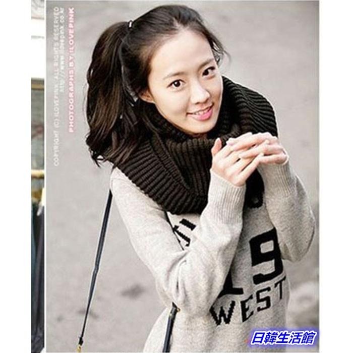 日韓生活館 情侶圍巾 保暖圍巾 圍脖 男圍巾 女圍巾 針織圍巾 純色圍巾 套頭圍巾 頸圍巾 脖套 毛線圍巾 韓國潮流圍巾-細節圖2