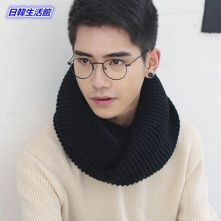 日韓生活館 情侶圍巾 保暖圍巾 圍脖 男圍巾 女圍巾 針織圍巾 純色圍巾 套頭圍巾 頸圍巾 脖套 毛線圍巾 韓國潮流圍巾-細節圖3