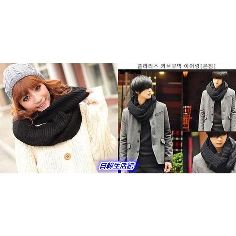 日韓生活館 情侶圍巾 保暖圍巾 圍脖 男圍巾 女圍巾 針織圍巾 純色圍巾 套頭圍巾 頸圍巾 脖套 毛線圍巾 韓國潮流圍巾-細節圖4