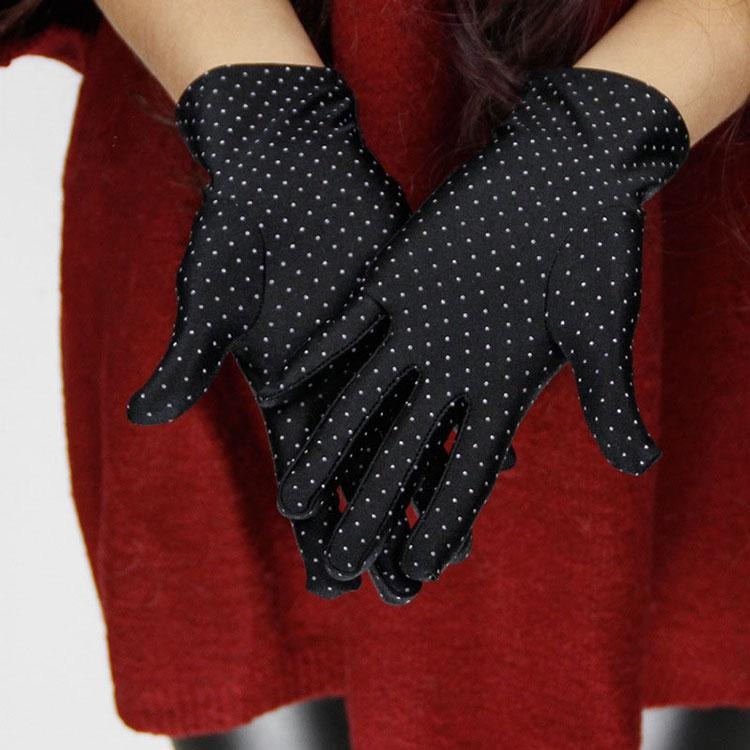 夏日騎車手套 防曬手套 女生手套 薄款手套 機車手套 小清新復古圓點造型手套 禮儀手套 點點手套 開車手套 戶外遮陽手套-細節圖2