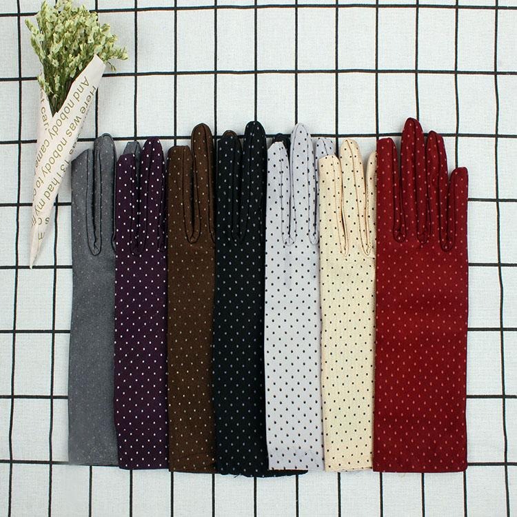 夏日騎車手套 防曬手套 女生手套 薄款手套 機車手套 小清新復古圓點造型手套 禮儀手套 點點手套 開車手套 戶外遮陽手套-細節圖3