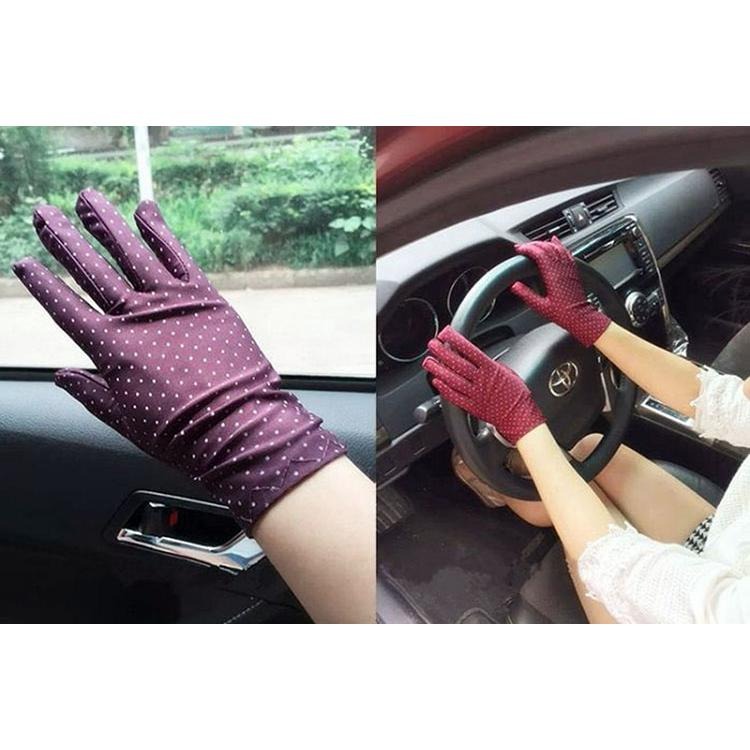 夏日騎車手套 防曬手套 女生手套 薄款手套 機車手套 小清新復古圓點造型手套 禮儀手套 點點手套 開車手套 戶外遮陽手套-細節圖4
