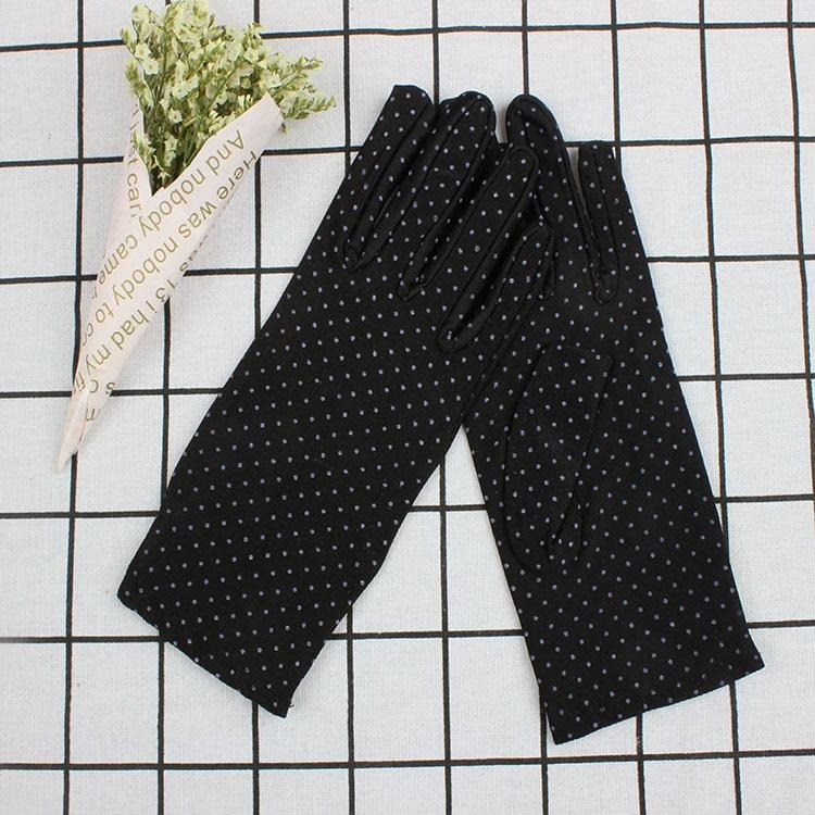 夏日騎車手套 防曬手套 女生手套 薄款手套 機車手套 小清新復古圓點造型手套 禮儀手套 點點手套 開車手套 戶外遮陽手套-細節圖6