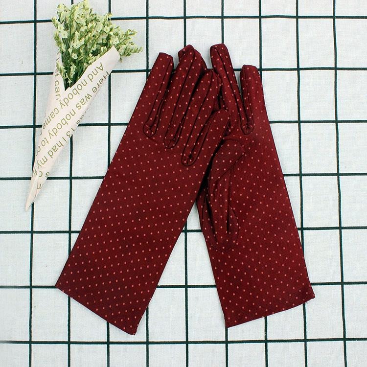 夏日騎車手套 防曬手套 女生手套 薄款手套 機車手套 小清新復古圓點造型手套 禮儀手套 點點手套 開車手套 戶外遮陽手套-細節圖7