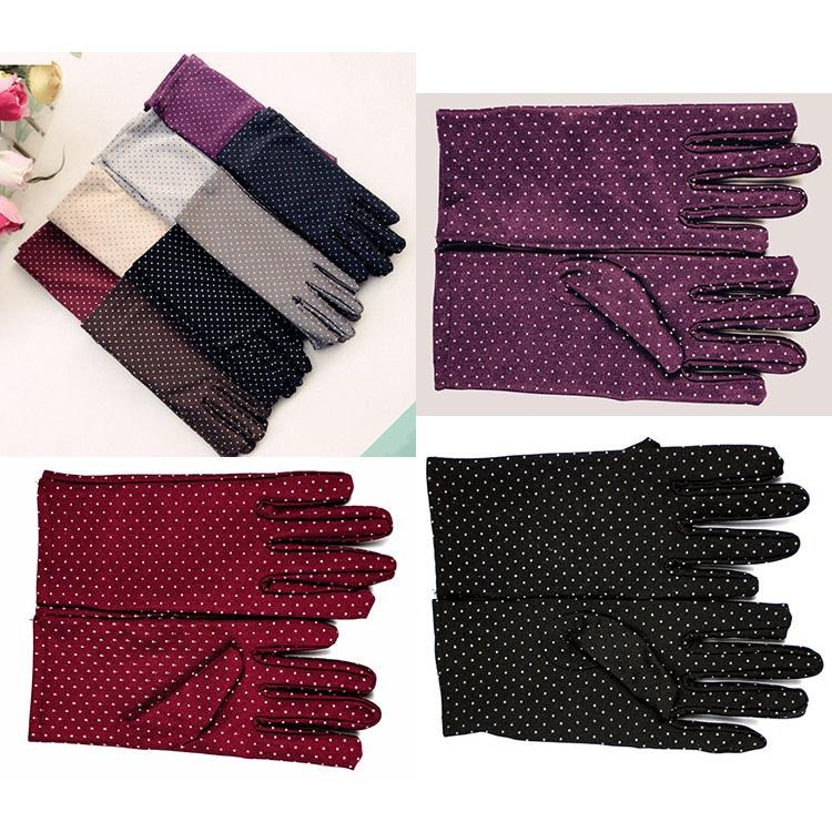 夏日騎車手套 防曬手套 女生手套 薄款手套 機車手套 小清新復古圓點造型手套 禮儀手套 點點手套 開車手套 戶外遮陽手套-細節圖9