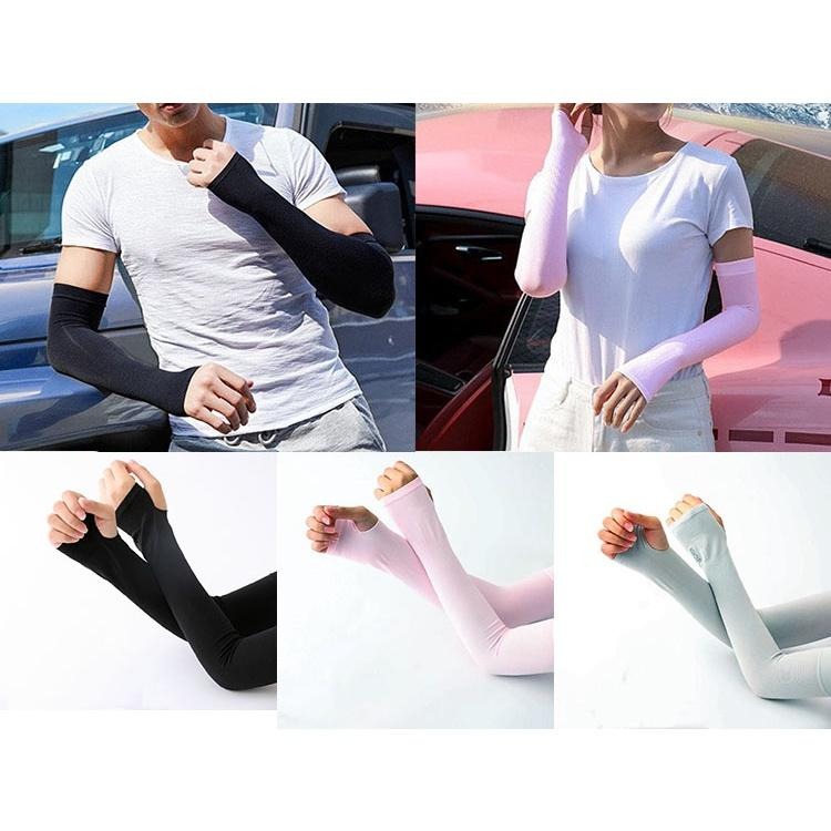 防曬袖套 手袖 臂套 男女通用防曬冰袖 韓國露指冰絲袖套 機車袖套手套 夏日遮陽 運動袖套 登山 騎車開車袖套 單車袖套-細節圖2