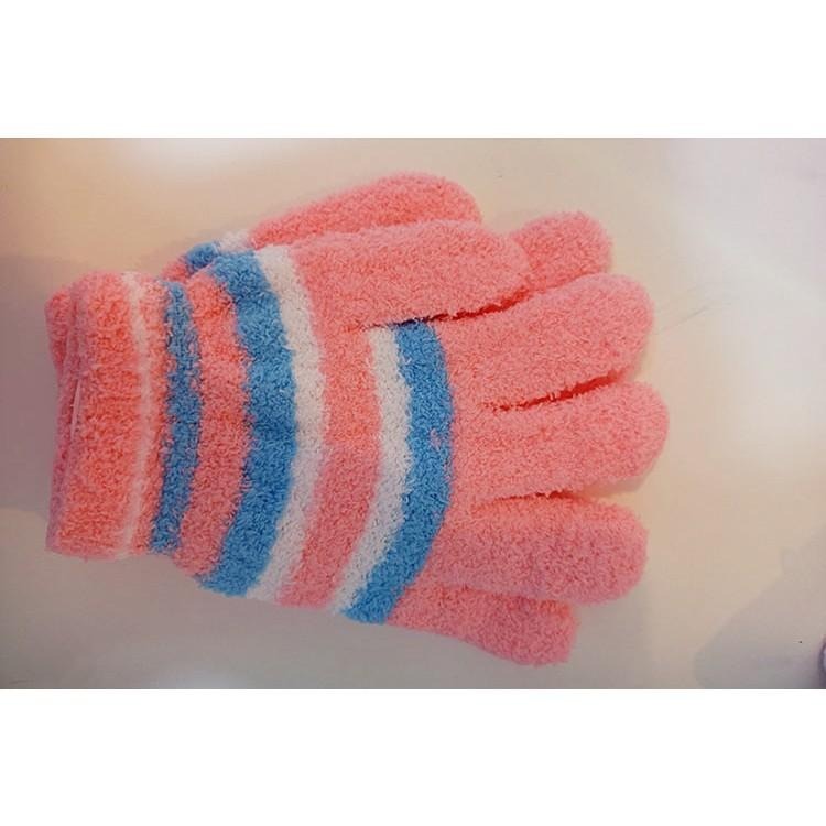 台灣現貨 女生手套 冬天保暖手套 珊瑚絨手套 毛手套 條紋手套 絨毛手套 防寒騎車手套 彩色手套 毛絨手套 多色手套-細節圖7