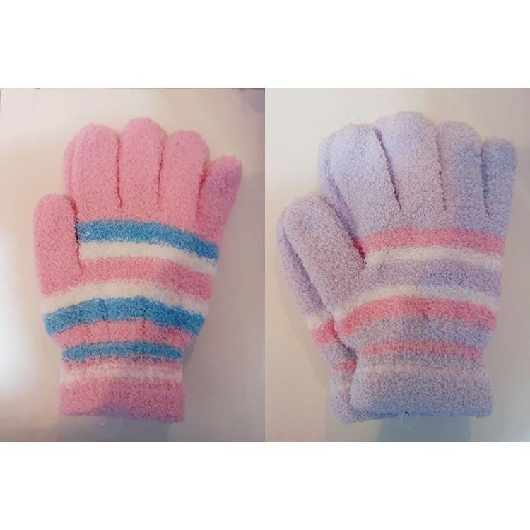 台灣現貨 女生手套 冬天保暖手套 珊瑚絨手套 毛手套 條紋手套 絨毛手套 防寒騎車手套 彩色手套 毛絨手套 多色手套-細節圖9