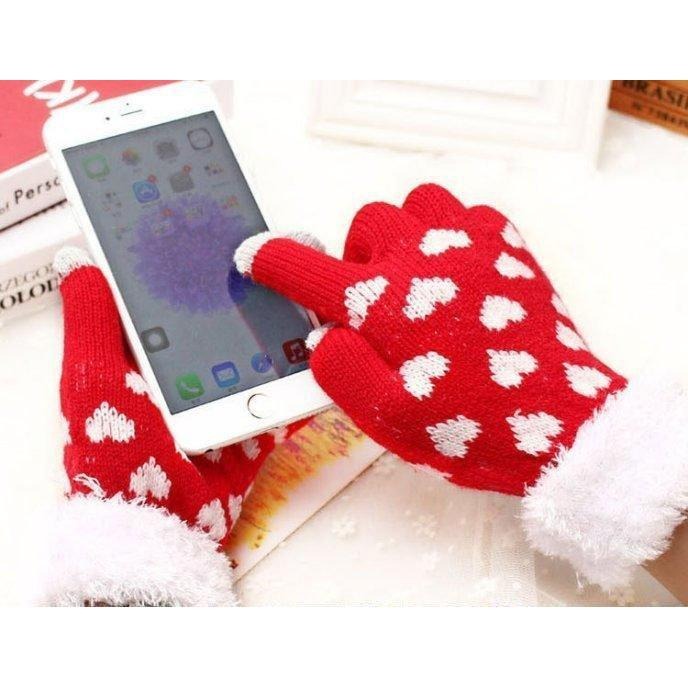 韓版連指可愛毛線手套 韓系保暖騎車手套 韓國潮流新品觸摸屏觸控手套 冬季毛絨愛心手機平板觸屏手套 生日禮物 台灣現貨特價-細節圖3