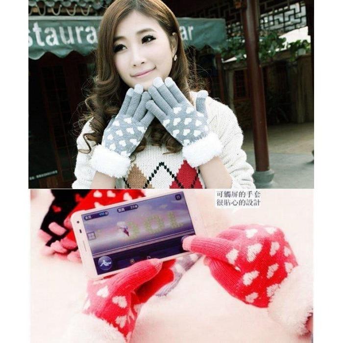 韓版連指可愛毛線手套 韓系保暖騎車手套 韓國潮流新品觸摸屏觸控手套 冬季毛絨愛心手機平板觸屏手套 生日禮物 台灣現貨特價-細節圖4