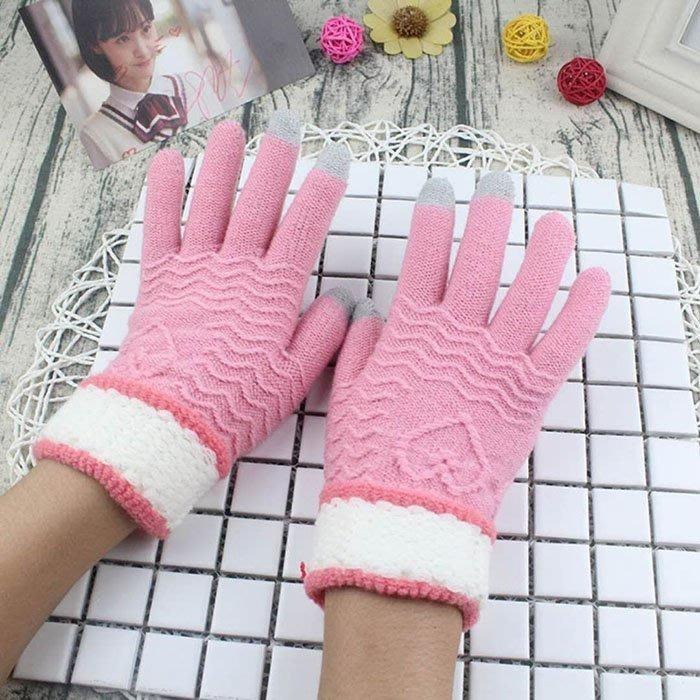 日韓生活館 心形編織觸屏手套 觸控手套 毛線針織可愛手套 秋冬季毛絨愛心保暖女手套 手機平板觸控手套 防寒手套 情侶手套-細節圖2