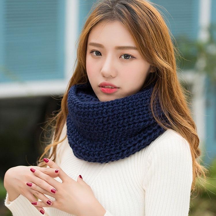 冬季韓版圍脖 加厚保暖圍巾 毛線針織圍巾 脖套式圍巾 套頭圍脖 男生圍巾女生圍巾 日韓甜美風 情侶圍巾 寒流來襲防寒衣物-細節圖2