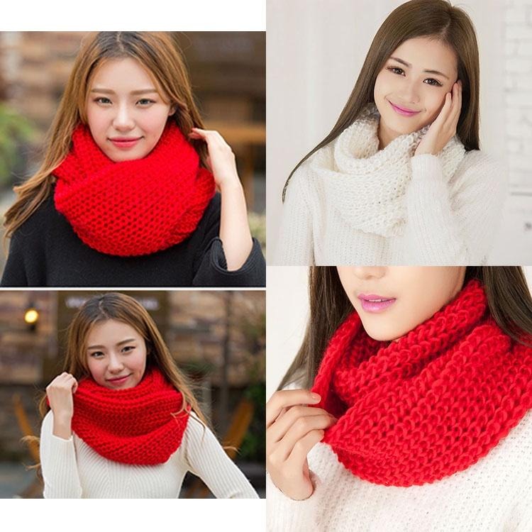 冬季韓版圍脖 加厚保暖圍巾 毛線針織圍巾 脖套式圍巾 套頭圍脖 男生圍巾女生圍巾 日韓甜美風 情侶圍巾 寒流來襲防寒衣物-細節圖4