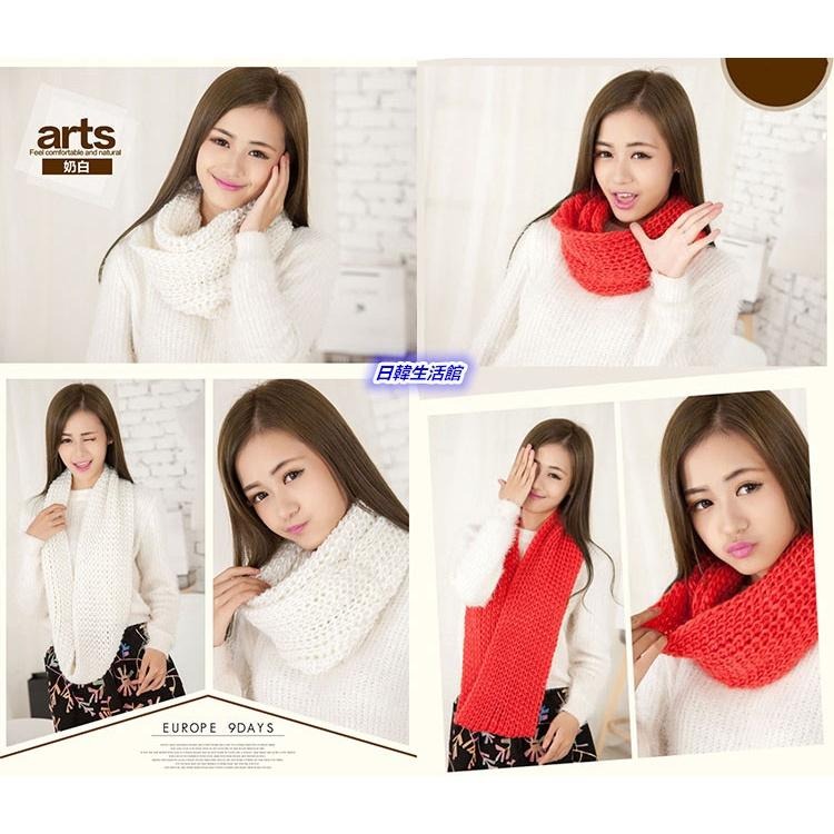 冬季韓版圍脖 加厚保暖圍巾 毛線針織圍巾 脖套式圍巾 套頭圍脖 男生圍巾女生圍巾 日韓甜美風 情侶圍巾 寒流來襲防寒衣物-細節圖8