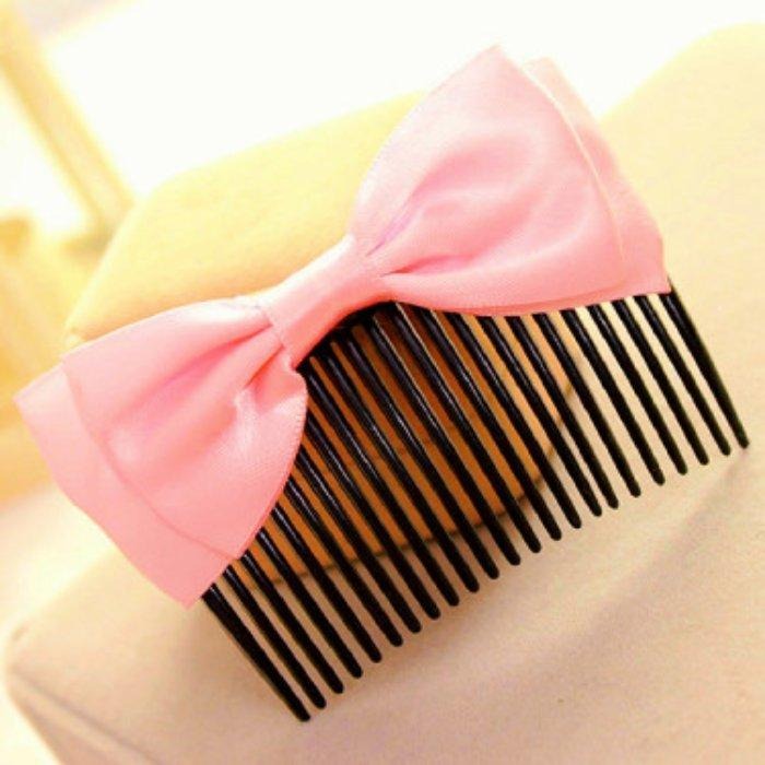 韓國緞帶雙層蝴蝶結插梳 新娘盤髮叉梳 髮梳 髮插 髮叉梳 倒插梳 瀏海髮梳 整髮器 髮簪 插梳 盤髮器 日式美髮造型工具-細節圖3
