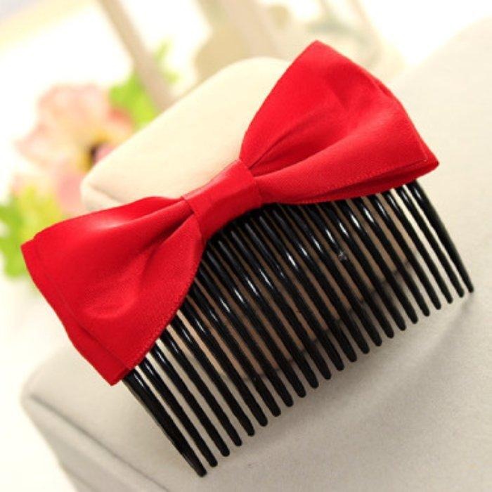 韓國緞帶雙層蝴蝶結插梳 新娘盤髮叉梳 髮梳 髮插 髮叉梳 倒插梳 瀏海髮梳 整髮器 髮簪 插梳 盤髮器 日式美髮造型工具-細節圖4