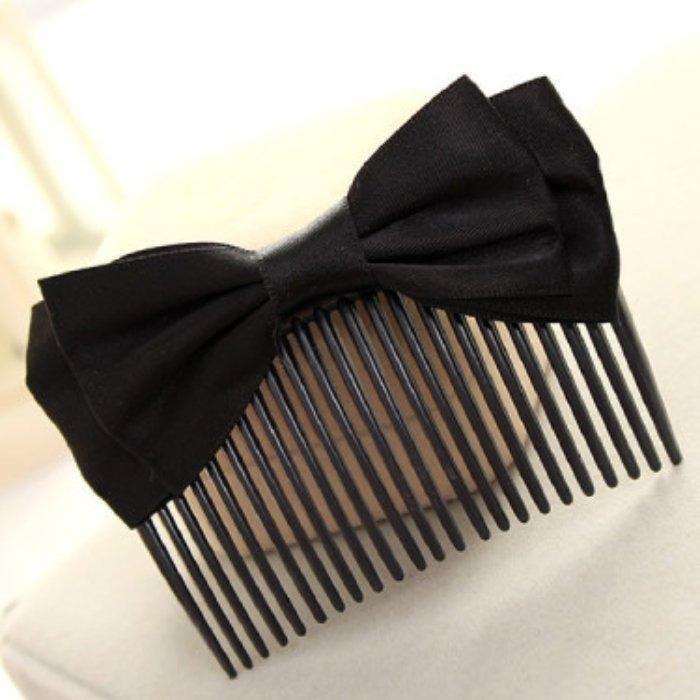 韓國緞帶雙層蝴蝶結插梳 新娘盤髮叉梳 髮梳 髮插 髮叉梳 倒插梳 瀏海髮梳 整髮器 髮簪 插梳 盤髮器 日式美髮造型工具-細節圖5
